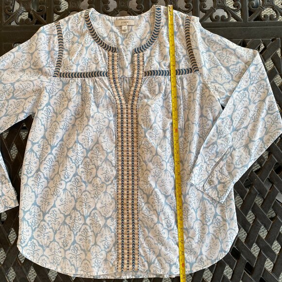 Oversized J Crew Embroidered Cotton Tunic - Size 00 - Picture 1 of 13